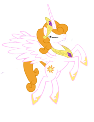 Size: 463x600 | Tagged: safe, carrot top, golden harvest, princess celestia, alicorn, pony, g4, alternate hairstyle, female, flying, mare, simple background, solo, spread wings, transparent background, wings