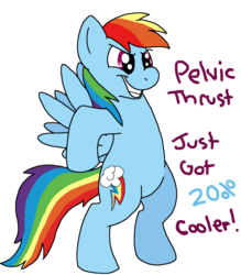 Size: 837x954 | Tagged: safe, artist:thedoggygal, rainbow dash, pony, g4, 20% cooler, dancing, female, pelvic thrust, solo