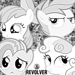 Size: 1024x1024 | Tagged: safe, artist:deistar, apple bloom, babs seed, scootaloo, sweetie belle, g4, album cover, cutie mark crusaders, parody, revolver, the beatles, vector