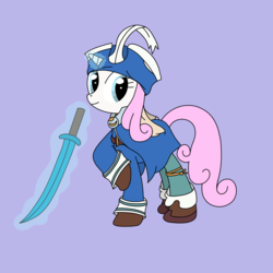 Size: 1000x1000 | Tagged: safe, artist:trixingno, twinkleshine, pony, unicorn, g4, blue mage, crossover, female, final fantasy, horn, levitation, magic, solo, sword, telekinesis, weapon