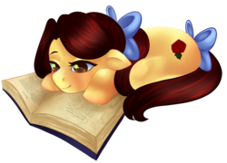 Size: 840x606 | Tagged: safe, artist:blisstox, beauty and the beast, belle, book, disney, disney princess, ponified, simple background, transparent background