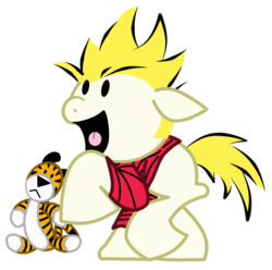 Size: 2000x1987 | Tagged: safe, artist:toonfreak, calvin (calvin and hobbes), calvin and hobbes, crossover, hobbes, ponified, simple background, transparent background