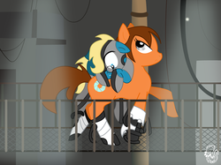 Size: 1284x960 | Tagged: safe, artist:paranormal-one, chell, ponified, portal (valve), portal 2, wheatley