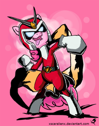 Size: 600x763 | Tagged: safe, artist:xscaralienx, pinkie pie, g4, crossover, joe, viewtiful joe