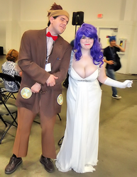 Size: 371x481 | Tagged: safe, artist:equestrian-strumpet, doctor whooves, rarity, time turner, human, bronycon, bronycon 2012, g4, cosplay, irl, irl human, photo