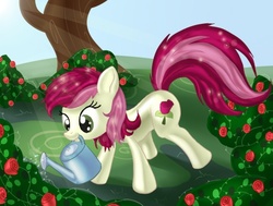 Size: 572x433 | Tagged: safe, artist:cocolli, roseluck, pony, g4, female, flower, rose, solo