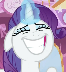 Size: 457x500 | Tagged: safe, screencap, rarity, pony, unicorn, g4, eyes closed, female, grin, mare, out of context, solo