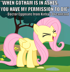 Size: 736x766 | Tagged: safe, fluttershy, g4, bane, baneposting, image macro, meme, troll quote