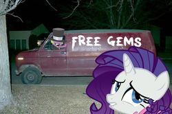 Size: 720x479 | Tagged: safe, rarity, spike, g4, irl, photo, ponies in real life, van