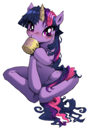 Size: 486x704 | Tagged: safe, artist:buttercupsaiyan, twilight sparkle, g4, cup, flexible, open hips, simple background, sitting, transparent background