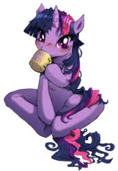 Size: 486x704 | Tagged: safe, artist:buttercupsaiyan, edit, twilight sparkle, g4, coffee, coffee mug, cup, female, incorrect leg anatomy, morning ponies, simple background, sitting, solo, transparent background
