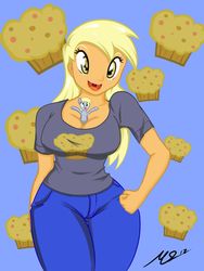 Size: 1500x2000 | Tagged: safe, artist:true-artist-mas, derpy hooves, human, g4, between breasts, breasts, busty derpy hooves, cleavage, curvy, female, human ponidox, humanized, micro, solo, wide hips