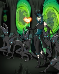Size: 2000x2500 | Tagged: safe, artist:xelim, queen chrysalis, changeling, g4, disney, heartless, horn, horned humanization, humanized, kingdom hearts, neo shadow, winged humanization