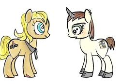 Size: 500x348 | Tagged: artist needed, safe, earth pony, pony, unicorn, creamsicle, female, mare, ponified