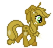 Size: 106x96 | Tagged: artist needed, source needed, safe, applejack, g4, animated, desktop ponies, female, inconsistent pixel size, luster dust, pixel art, simple background, solo, transparent background, walk cycle