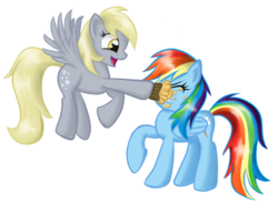 Size: 1119x820 | Tagged: safe, artist:ohthatandy, derpy hooves, rainbow dash, pegasus, pony, g4, female, mare, muffin