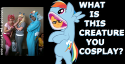 Size: 1280x660 | Tagged: safe, artist:i-shooped-a-pwny, editor:i-shooped-a-pwny, derpy hooves, pinkie pie, rainbow dash, scootaloo, human, g4, cosplay, glasses, hipster, hipsterloo, irl, irl human, photo