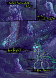 Size: 857x1200 | Tagged: safe, artist:nanhart, trixie, undead, g4, another knight's tale, comic, mirror, rain