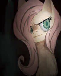 Size: 700x865 | Tagged: safe, artist:maaronn, fluttershy, pegasus, pony, g4, bust, dark, female, flutterbitch, portrait, solo