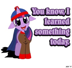 Size: 589x553 | Tagged: dead source, safe, artist:alanes, twilight sparkle, g4, cute, floppy ears, male, parody, solo, south park, stan marsh, twiabetes