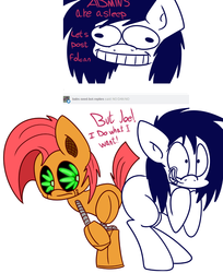 Size: 881x1082 | Tagged: safe, artist:extradan, babs seed, oc, oc:extradan pony, pony, robot, robot pony, g4, bot seed, butt bump, butt to butt, butt touch, roboticization, troll