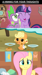 Size: 640x1142 | Tagged: safe, applejack, fluttershy, spike, twilight sparkle, g4, babyjack