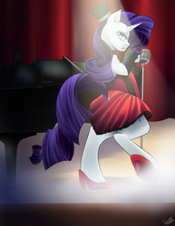 Size: 2550x3300 | Tagged: safe, artist:quila111, rarity, pony, g4, bipedal, clothes, female, hat, mare, microphone, solo, spotlight