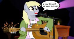 Size: 960x510 | Tagged: safe, artist:osillo98, derpy hooves, pegasus, pony, g4, clothes, female, guitar, mare, nirvana