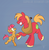 Size: 800x812 | Tagged: safe, artist:egophiliac, babs seed, big macintosh, earth pony, pony, g4, cousins, dancing, duo, eyes closed, female, filly, foal, male, open mouth, open smile, simple background, smiling, stallion