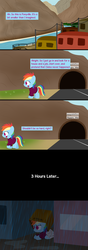 Size: 1280x3644 | Tagged: safe, artist:dtcx97, rainbow dash, g4, clothes, comic, filly, rain, sweater, the ponyville diaries, tumblr