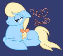 Size: 900x800 | Tagged: safe, artist:kiki-bunni, apple cider (g4), earth pony, pony, g4, apple cider, apple family member, blue background, dark blue background, female, mare, simple background, sleepy, solo