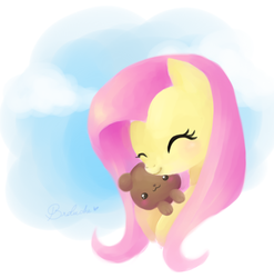 Size: 1027x1039 | Tagged: safe, artist:trefleix, fluttershy, pony, g4, female, plushie, solo, teddy bear, toy