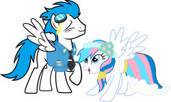 Size: 900x535 | Tagged: safe, artist:darkvdv, soarin', oc, pegasus, pony, g4, canon x oc, duo, female, male, shipping, simple background, straight, vector, white background