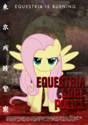 Size: 1060x1500 | Tagged: safe, artist:crazyjezus, fluttershy, g4, crossover, movie poster, tokyo gore police