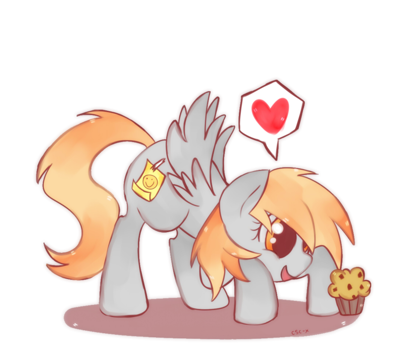 #196573 - safe, artist:csc-x, derpy hooves, g4, filly, muffin, solo ...