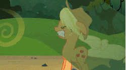 Size: 576x324 | Tagged: safe, screencap, applejack, earth pony, pony, g4, season 3, spike at your service, animated, female, mare, out of context, solo