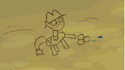 Size: 576x324 | Tagged: safe, screencap, applejack, spike, earth pony, pony, timber wolf, g4, spike at your service, animated, drawing, plan, rock, stick figure