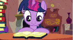 Size: 576x324 | Tagged: safe, screencap, spike, twilight sparkle, dragon, pony, unicorn, g4, spike at your service, animated, book, female, male, mare