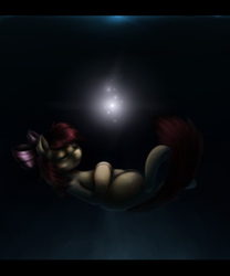Size: 990x1190 | Tagged: safe, artist:ventious, apple bloom, earth pony, pony, g4, eyes closed, female, filly, floating, letterboxing, light, night, solo, wish