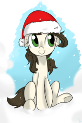 Size: 2707x4032 | Tagged: safe, artist:marisalle, oc, oc only, pony, christmas, hat, snow, snowfall, solo