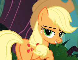 Size: 700x540 | Tagged: safe, screencap, applejack, earth pony, pony, g4, season 3, spike at your service, animated, butt, eyebrow wiggle, female, lidded eyes, looking at you, looking back, mare, out of context, plot, solo, stupid sexy applejack