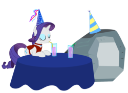 Size: 1847x1342 | Tagged: safe, artist:fuzzywuff, rarity, tom, g4, clothes, dress, hat, party hat, saddle, simple background, svg, transparent background, vector