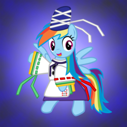 Size: 800x800 | Tagged: safe, artist:sudro, rainbow dash, g4, clothes, mononobe no futo, touhou