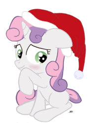 Size: 2448x3264 | Tagged: safe, artist:bobdude0, sweetie belle, g4, blushing, hat, santa hat