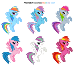 Size: 2900x2600 | Tagged: safe, artist:nethear, artist:pika-robo, blossomforth, feathermay, firefly, rainbow dash, rainbow dash (g3), pegasus, pony, g1, g3, g4, alternate clothes, female, g1 to g4, g3 to g4, generation leap, mare, palette swap, race swap, recolor, simple background, transparent background, vector