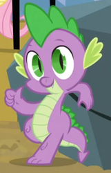 Size: 270x419 | Tagged: safe, screencap, spike, dragon, g4, season 3, spike at your service, cool story bro, leaning, male, neato, smiling, solo, thumbs up