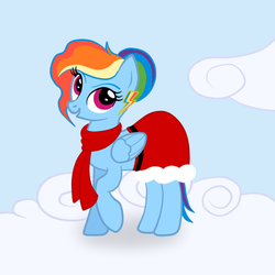 Size: 650x650 | Tagged: safe, artist:bpie, rainbow dash, g4, alternate hairstyle, clothes, rainbow dash always dresses in style, scarf, skirt