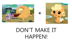 Size: 928x588 | Tagged: safe, applejack, g4, babyjack, bellows, don't make it happen, exploitable meme, inflation, make it happen, why