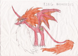 Size: 607x437 | Tagged: safe, artist:star dragon, oc, oc only, dracony, elder qilin, harmodius, king harmodius, qilin kingdom