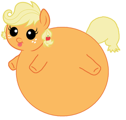Size: 1057x1004 | Tagged: safe, applejack, earth pony, pony, g4, :p, appleblimp, babyjack, circle tool, female, foal, inflation, simple background, smiling, solo, tongue out, wat, white background